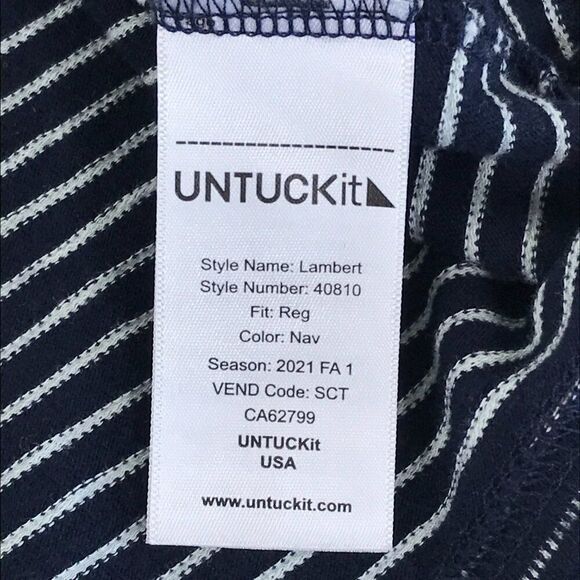 UNTUCKit Lambert Long Sleeve Shirt Men's Large Striped 100% Cotton Knit Casual - Picture 7 of 9